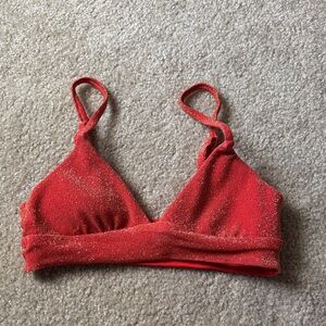 Aerie Red Triangle bikini top